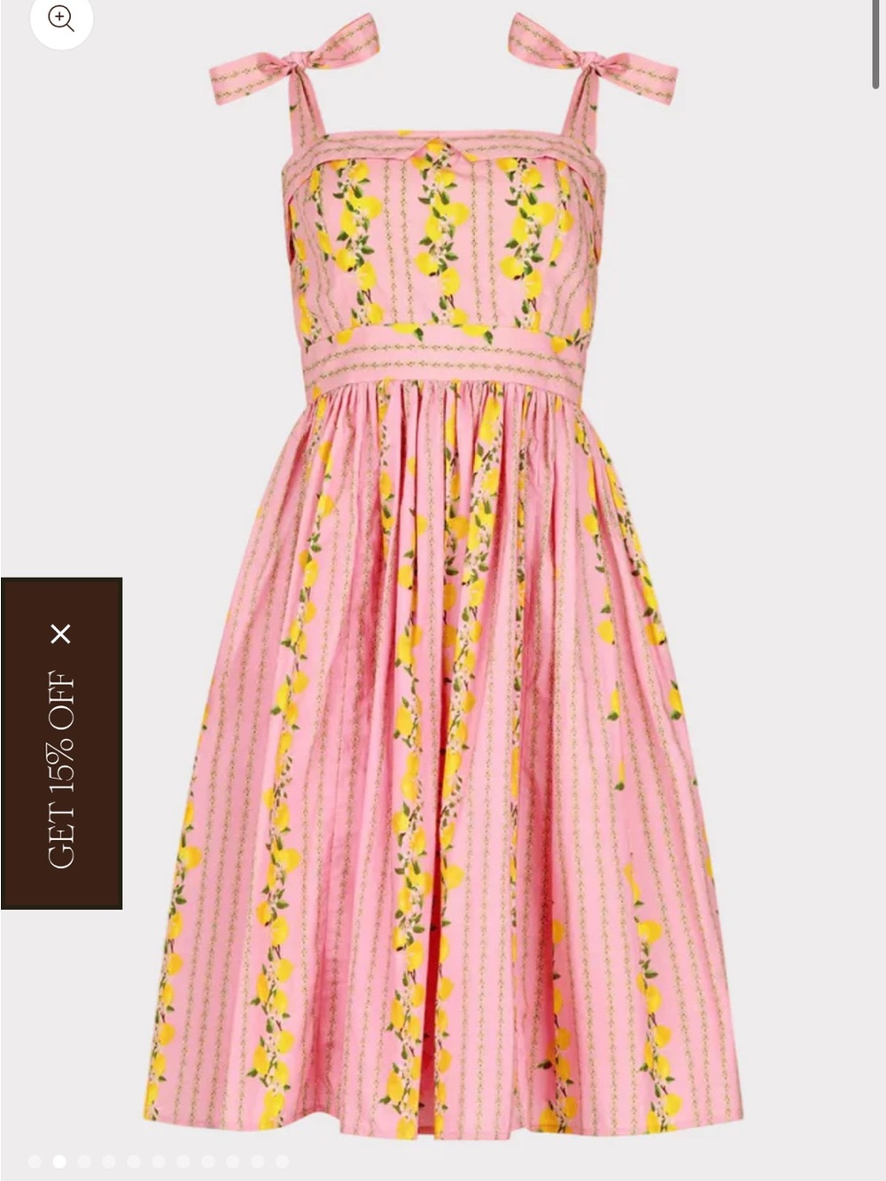 JessaKae Pink Lemon-Print Tie-Shoulder Midi Dress